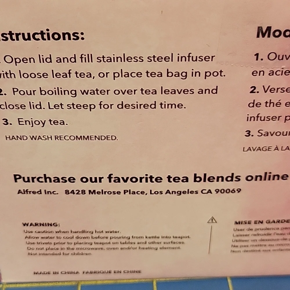 Alfred Light Blue Teapot with Pink Floral Ceramic & Stainless Steel 591ml New